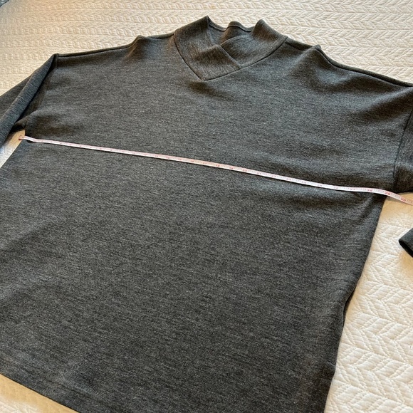 Bryn WALKER Oversized Crossover V-Neck Tunic Charcoal Grey 100% Wool Size M - Picture 11 of 15